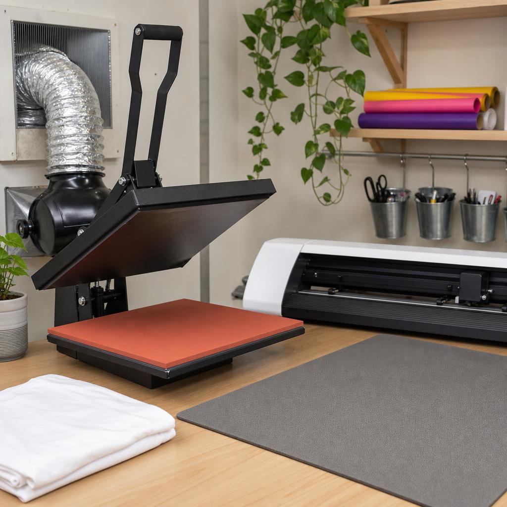 Original photographic HTVRONT UK editorial for UK heat presses, cutting machines, DTF printers and craft materials