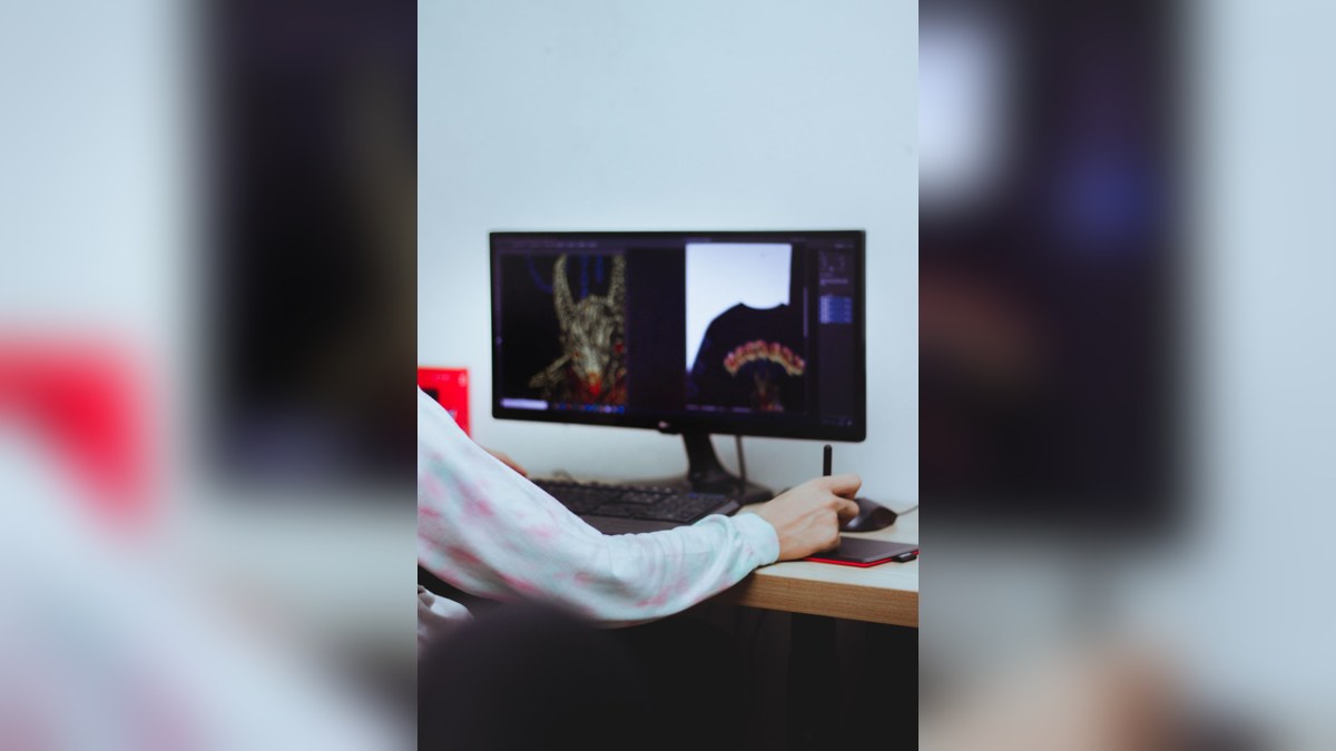 Illustrative stock photograph of digital creative work
