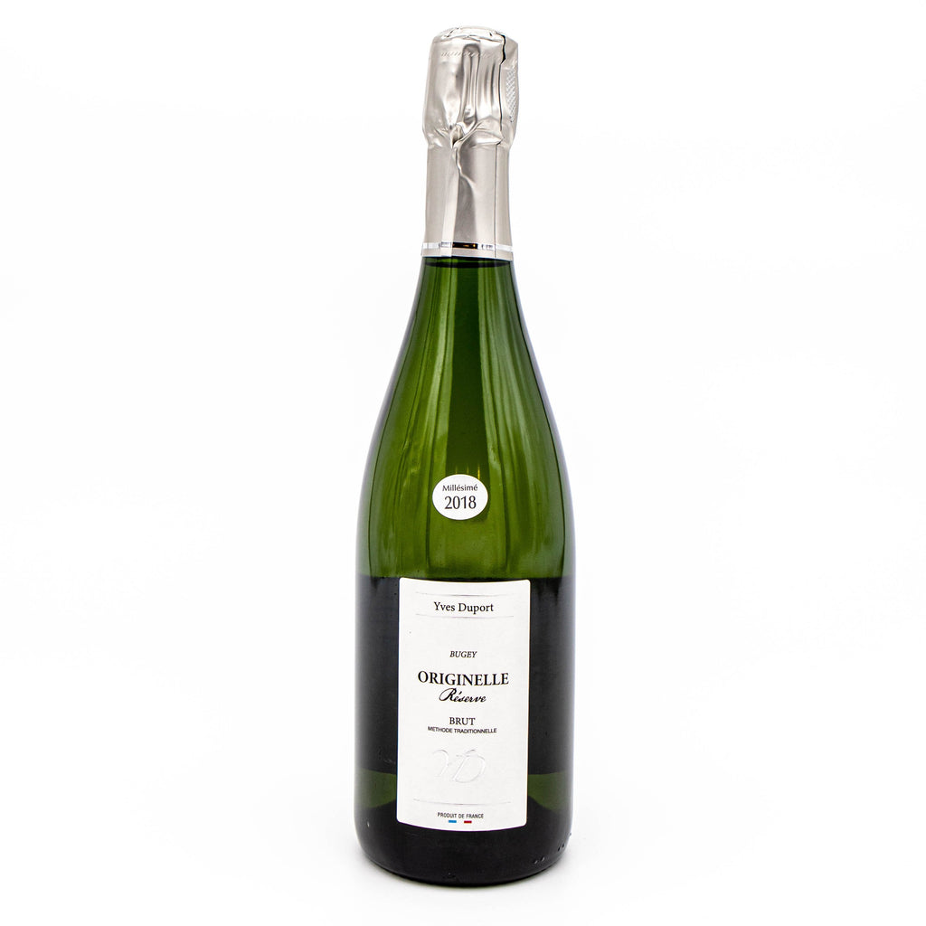 Bottle of Yves Duport Originelle sparkling wine on a white studio background