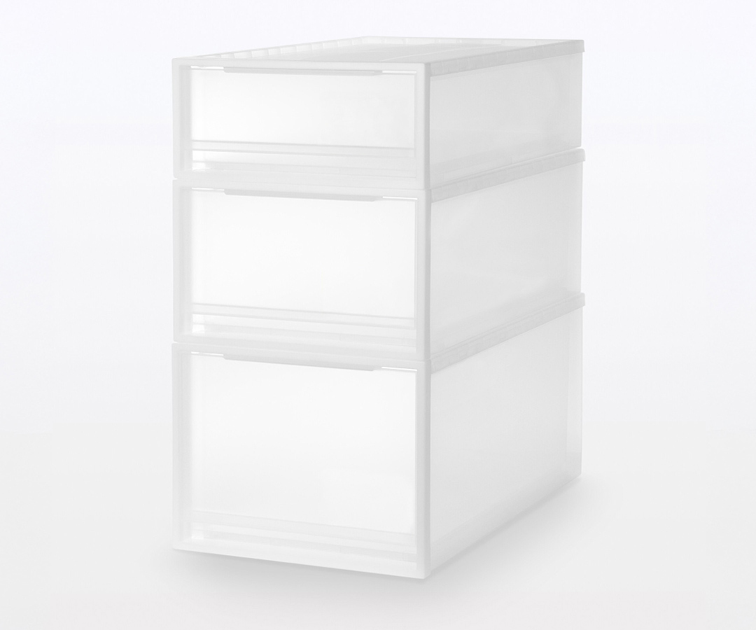 MUJI modular polypropylene storage drawers