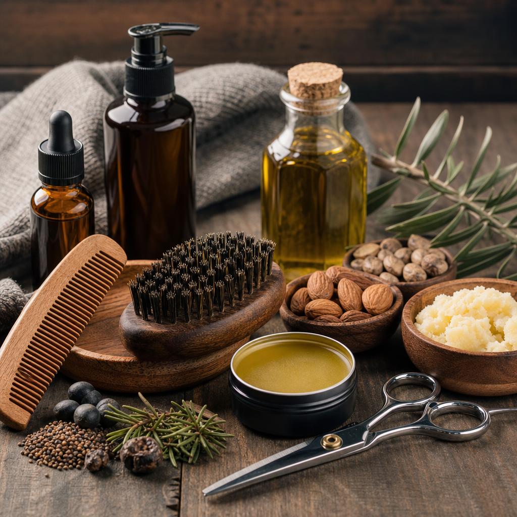 Original photographic Striking Viking US editorial for US beard and hair grooming products and tools