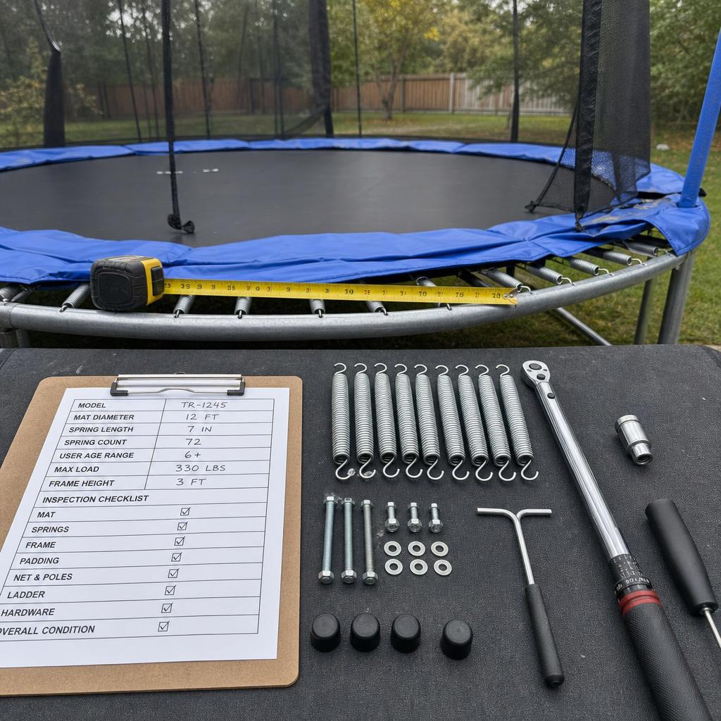 Original photographic Trampoline Parts and Supply US editorial for US replacement trampoline mats, springs, pads, nets and hardware