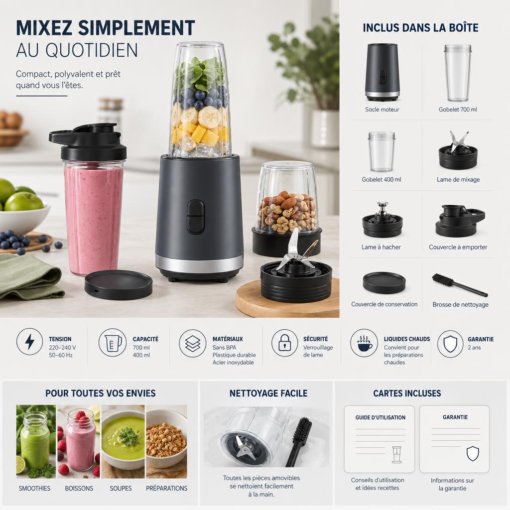 Original Nutribullet FR editorial for French-market blenders and food-preparation appliances