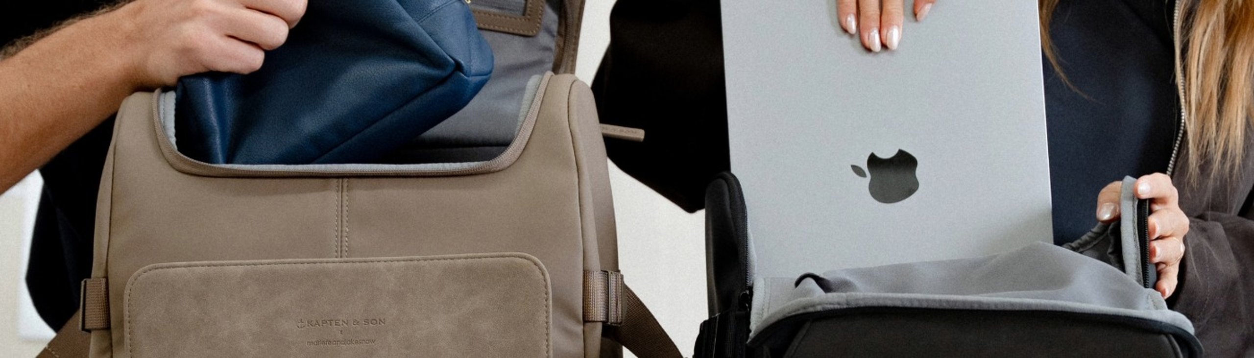 Laptop being packed into a Kapten & Son backpack