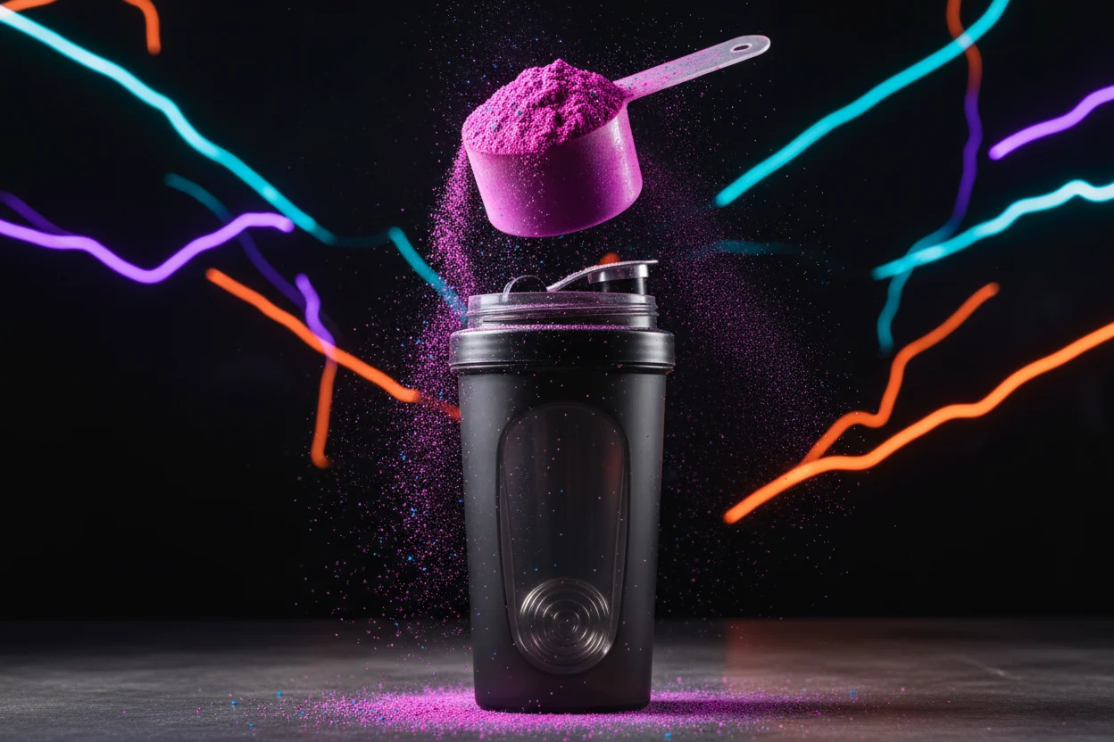 Bio-Synergy pre-workout powder and shaker