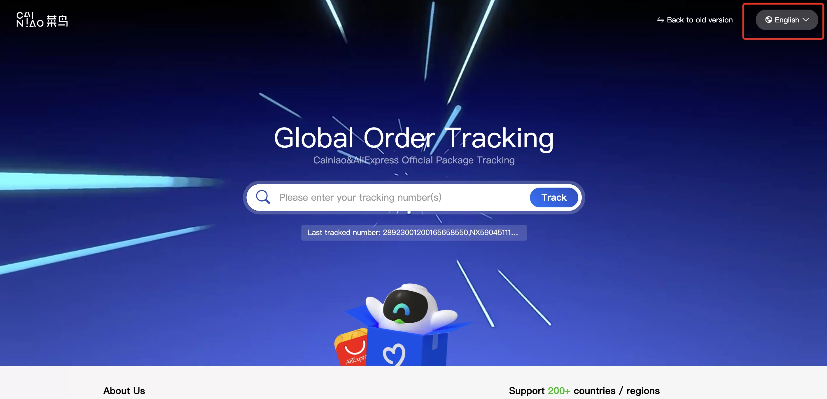 AliExpress parcel tracking and marketplace interface