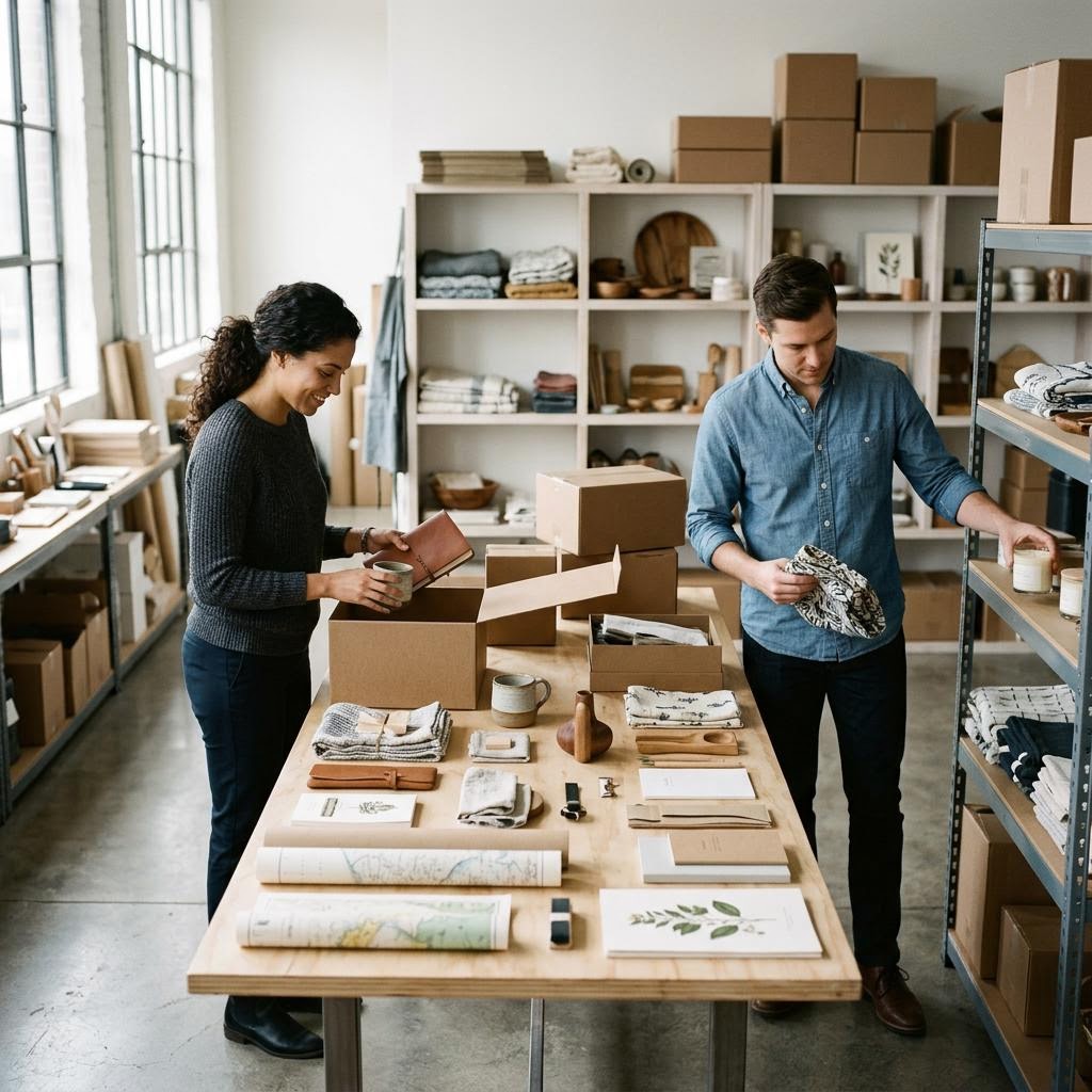 Original editorial image illustrating the Mystery Box Shop merchant category