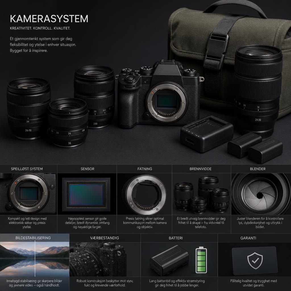 Original OM System NO editorial for Norwegian-market cameras, lenses and imaging accessories