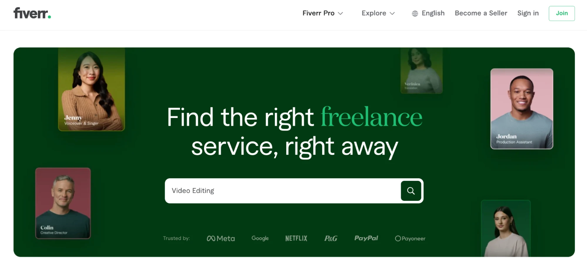 Fiverr freelancer marketplace interface