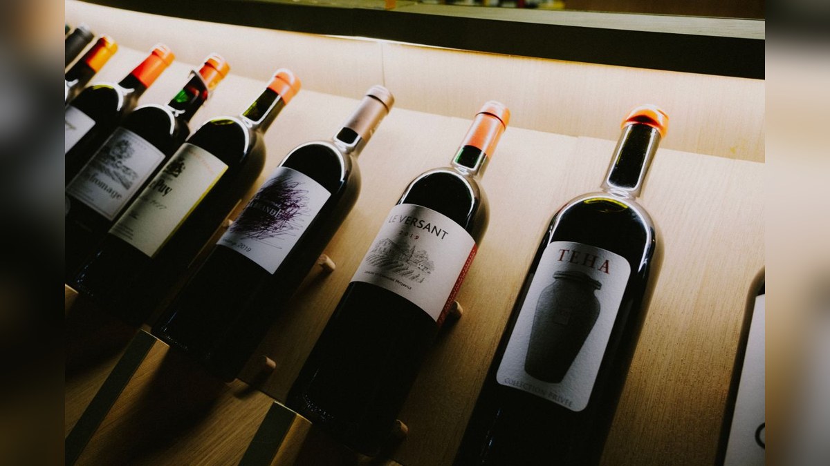 Illustrative stock photograph of a wine-bottle display