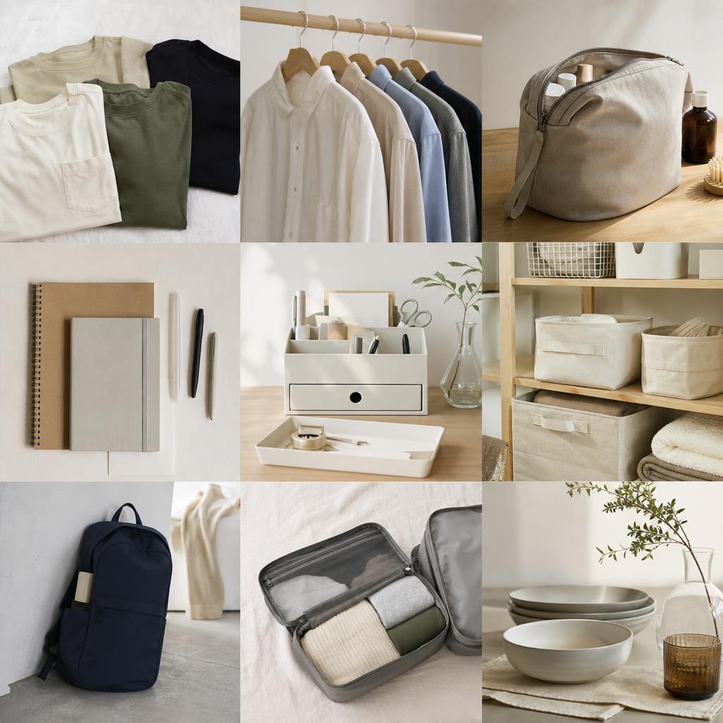 Original MUJI France editorial for French-market clothing, homeware, stationery, travel and everyday household goods