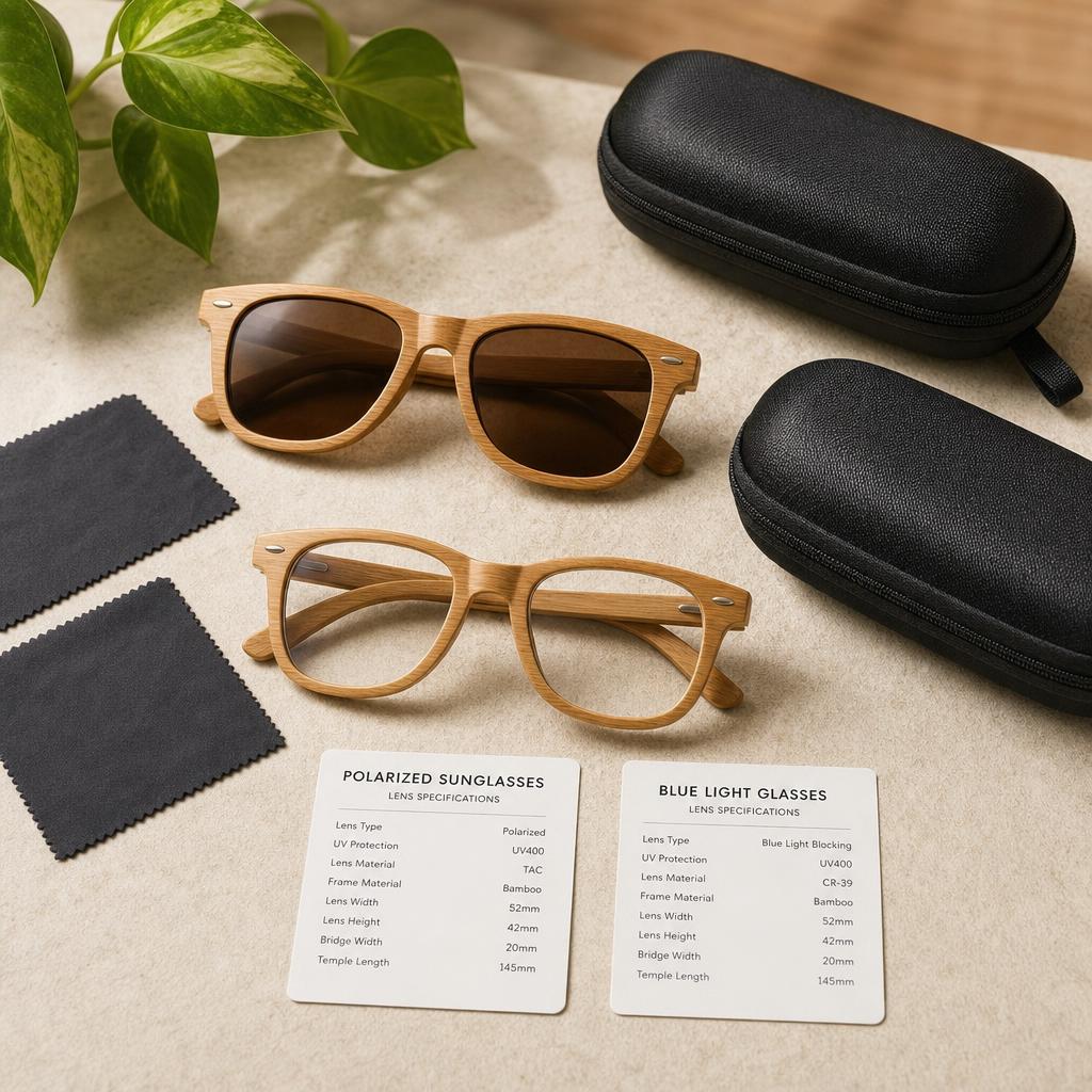 Original photographic Cloudfield US editorial for US bamboo sunglasses and blue-light glasses