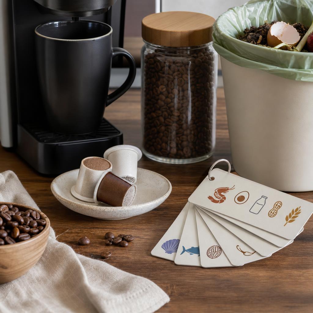 Original photographic Tayst US editorial for US roasted coffee and compostable or biodegradable coffee pods