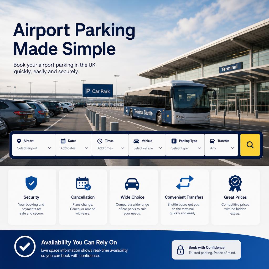 Original Parking Up UK editorial for UK airport parking comparison and booking