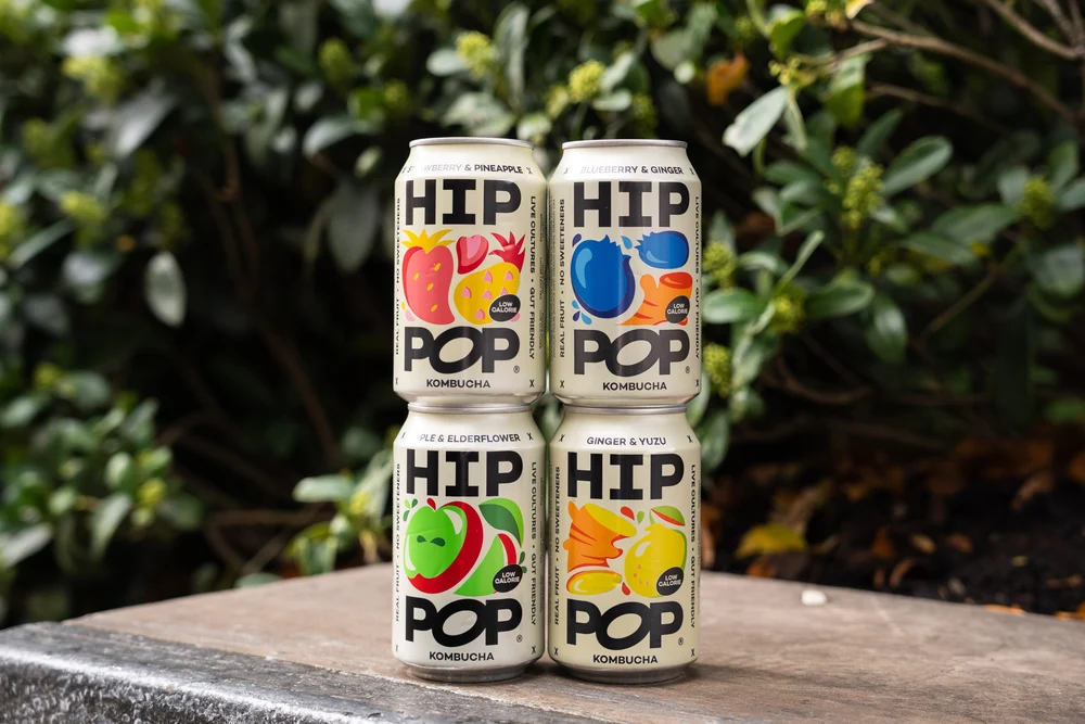 Hip Pop kombucha cans