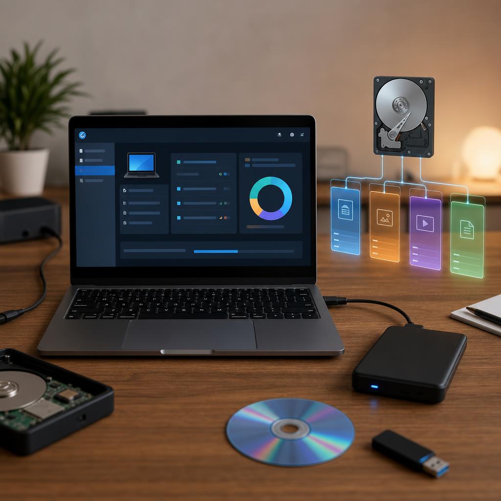 Original photographic EaseUS BR editorial for Brazilian Portuguese data-recovery, backup and partition-management software