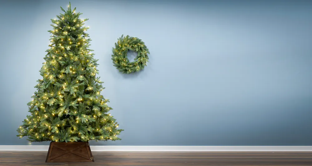 Pre-lit artificial pine tree from Christmas Tree World