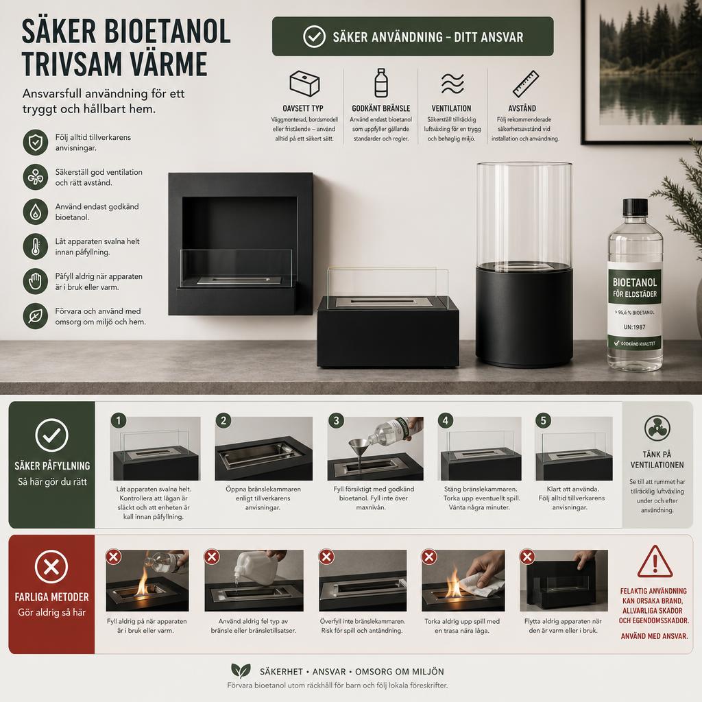 Original Etanolkamin-shop.se editorial for Swedish bioethanol fireplaces, burners, fuel and accessories