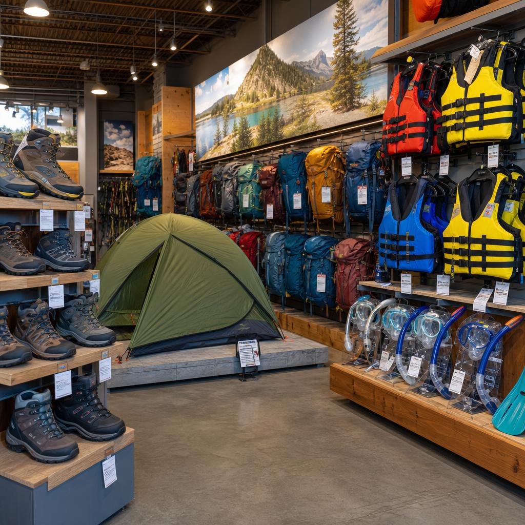 Original photographic SunnySports US editorial for US outdoor recreation apparel, footwear, camping and watersports goods