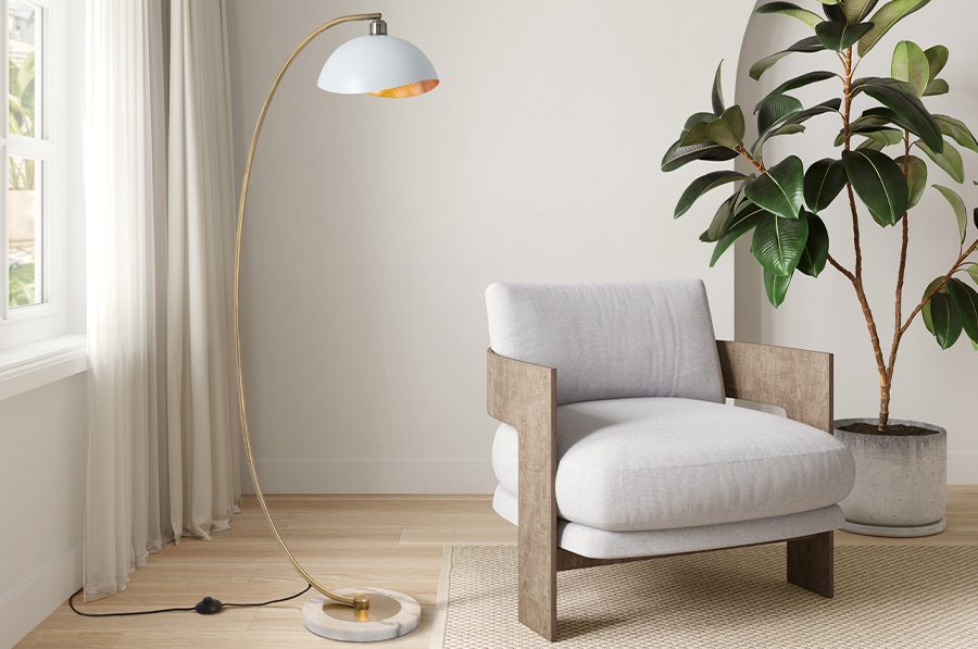 Nova of California arc lamp in a living room