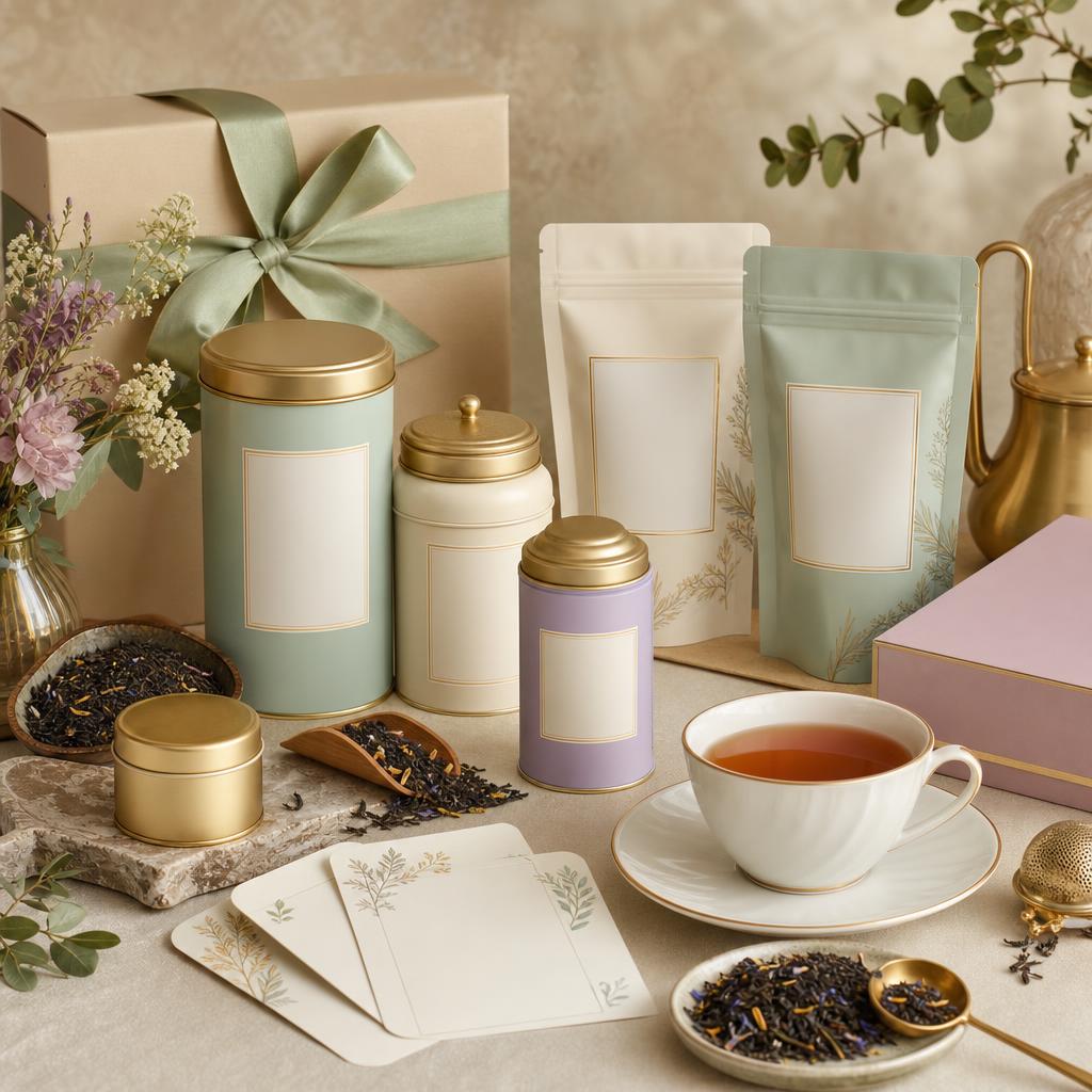 Original New English Teas editorial for tea tins, caddies, gift sets and packaged tea