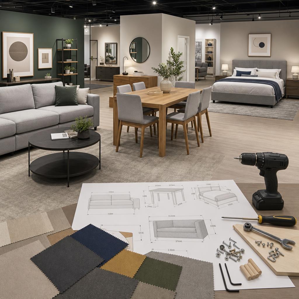 Original photographic Big Furniture Warehouse UK editorial for UK home furniture storefront