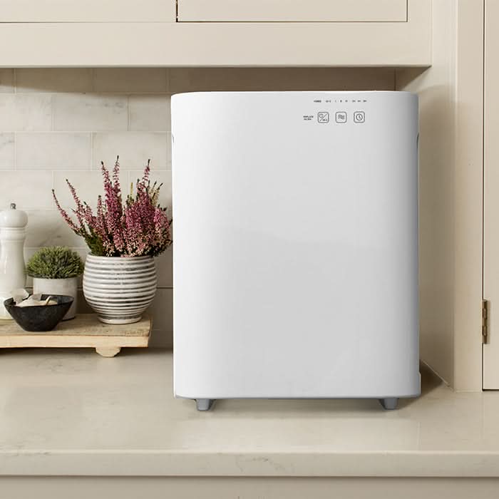 MeacoClean air purifier in a home setting