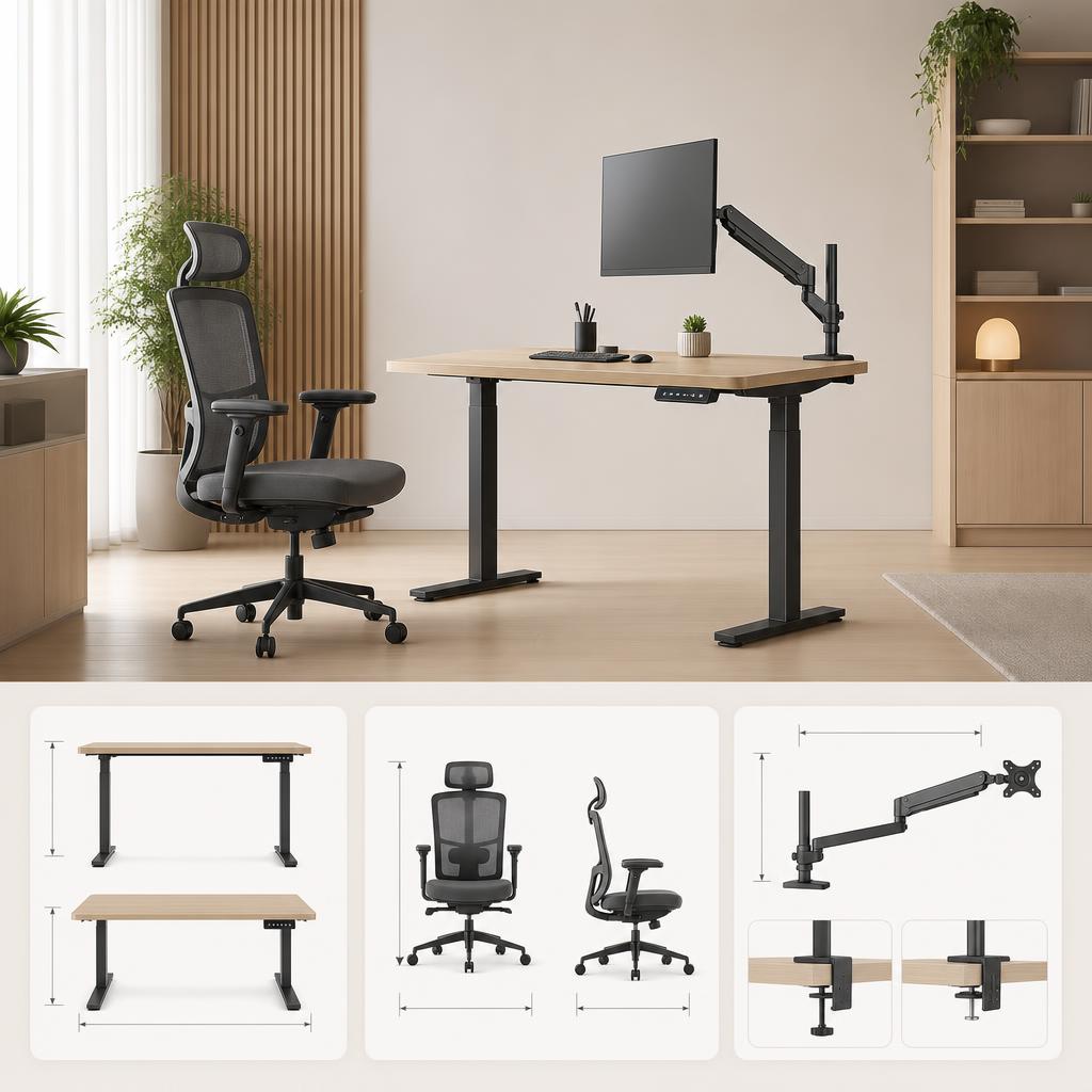 Original Desktronic FR editorial for French-market electric sit-stand desks, ergonomic chairs and office accessories