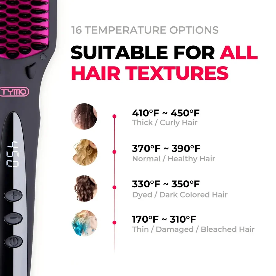 TYMO heated hair straightening brush