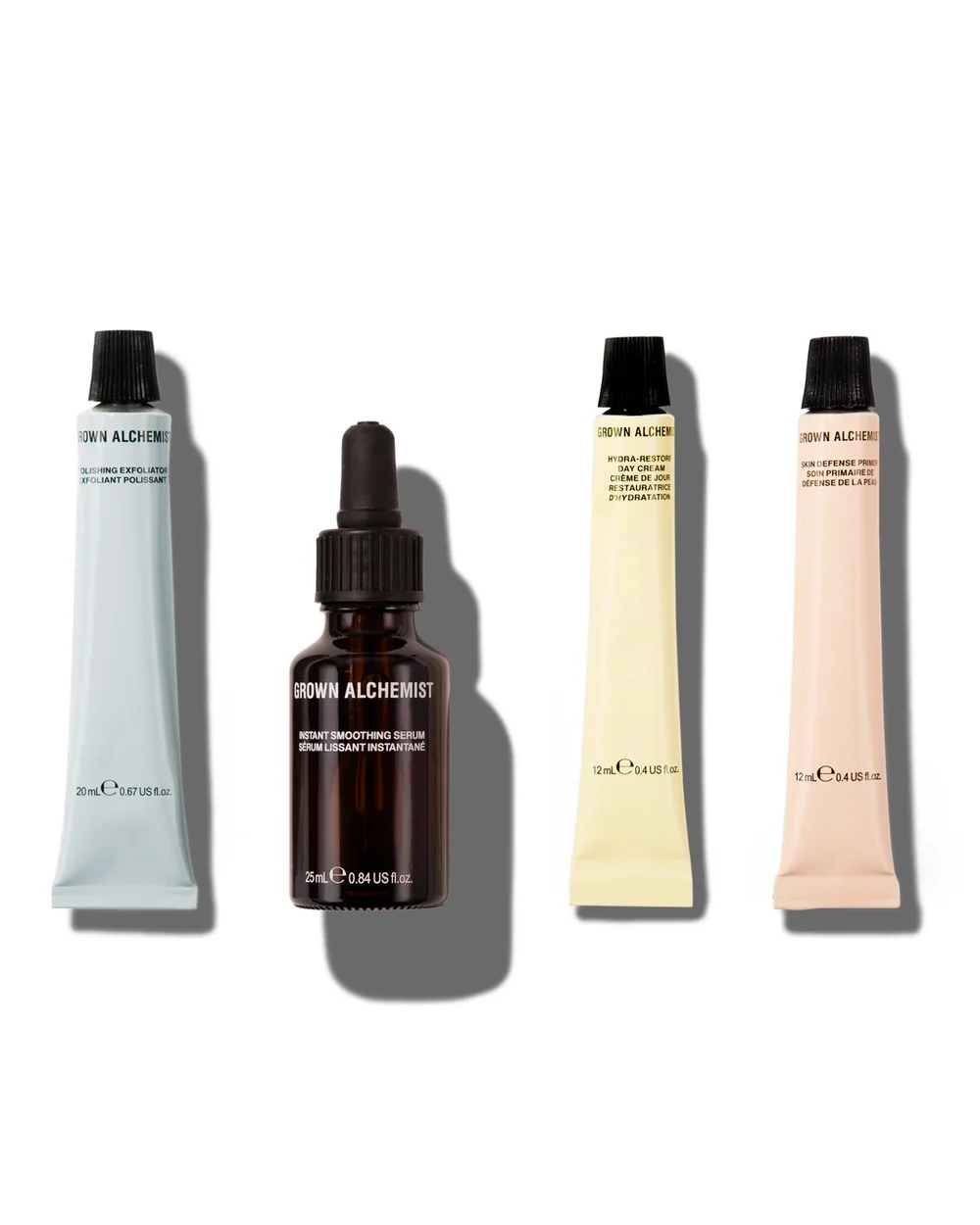 Grown Alchemist skincare products with ingredient labels