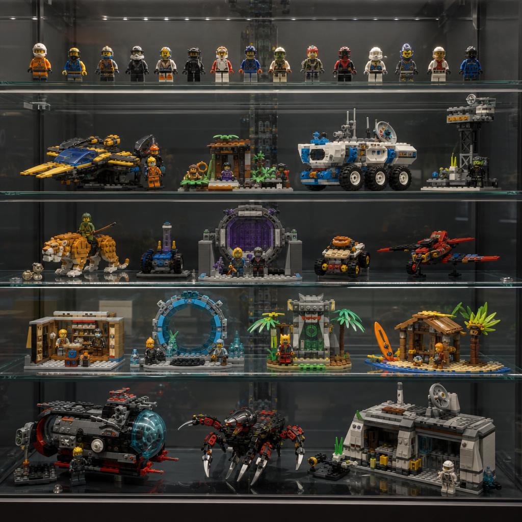 Original collectible-building-toy editorial with generic minifigures and brick-built sets