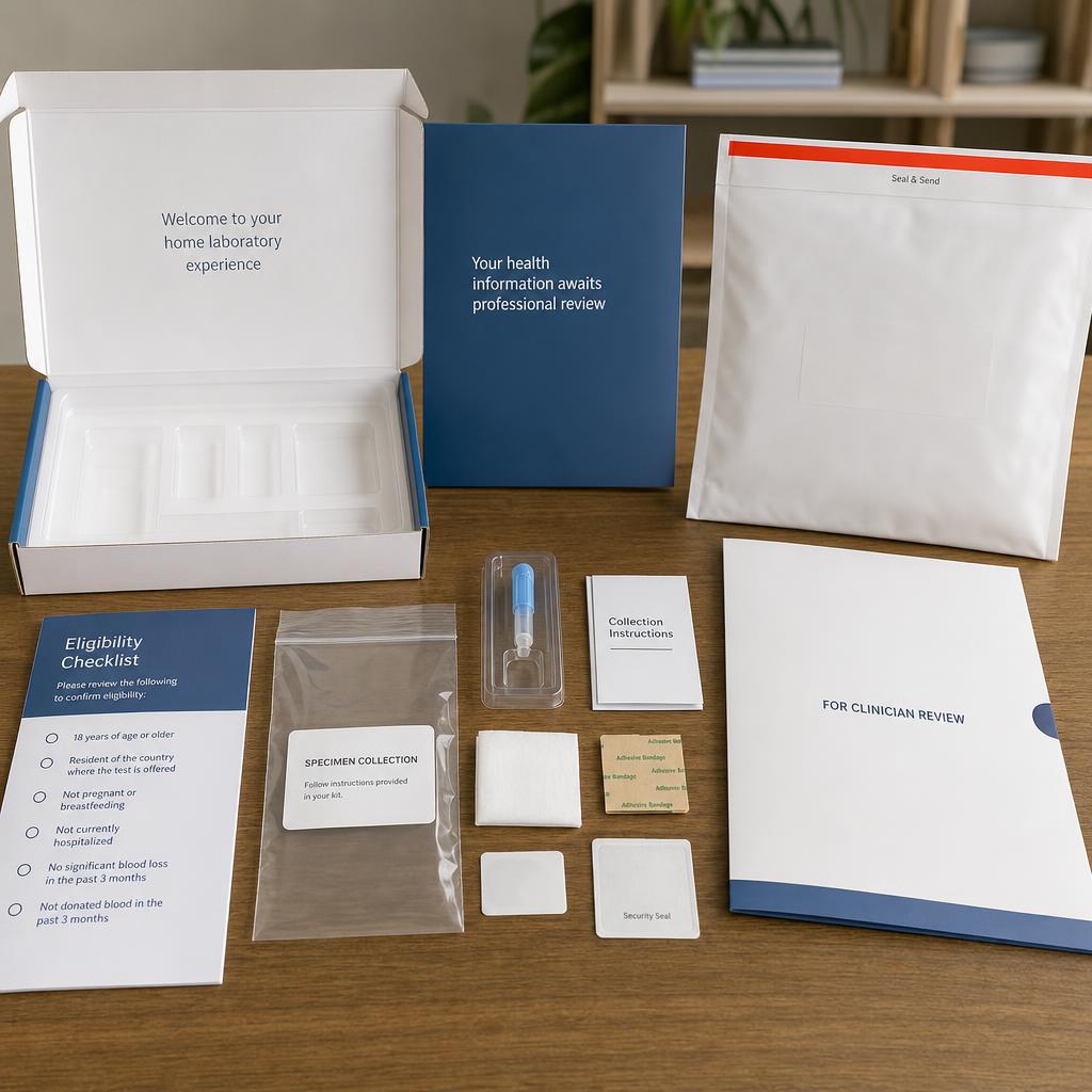 Original photographic Everlywell US editorial for US at-home specimen collection and laboratory testing kits