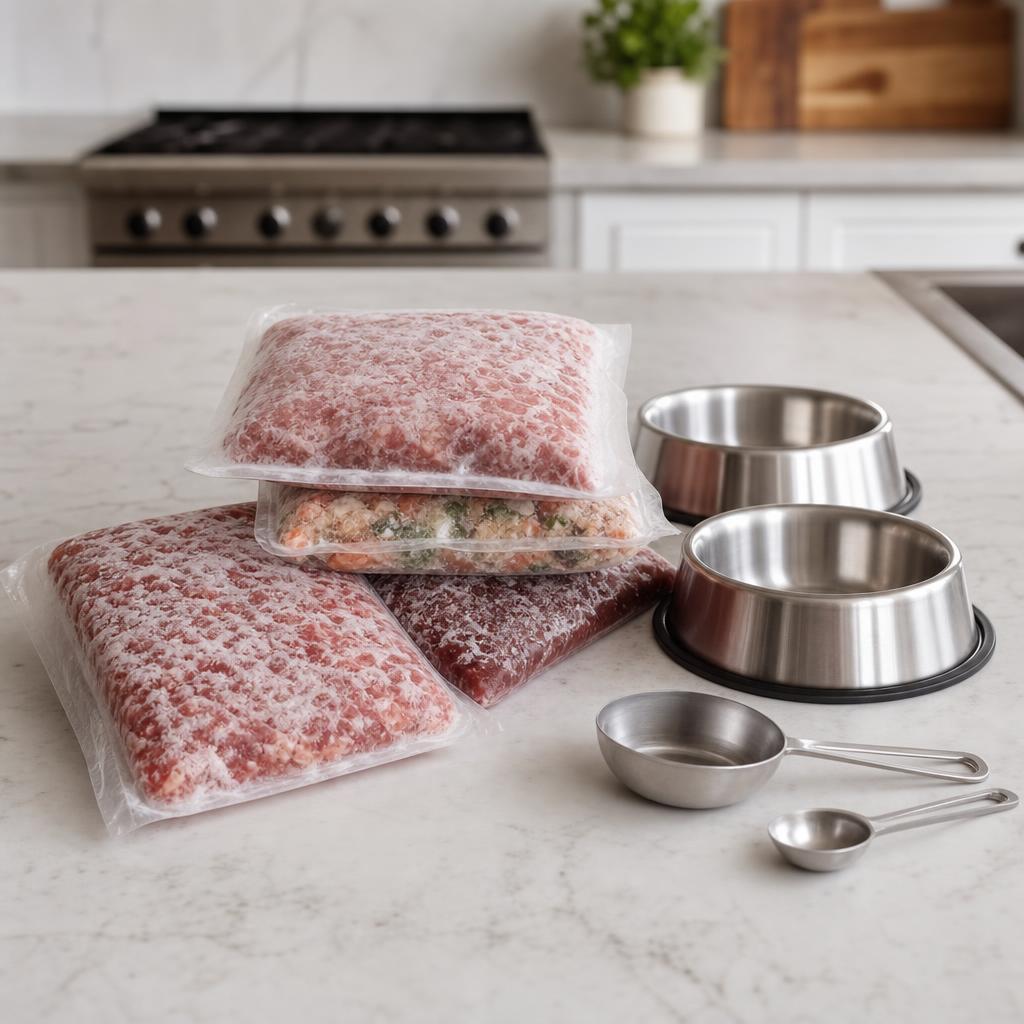 Original natural photographic Raw Paws Pet Food editorial for US raw and frozen pet food storefront