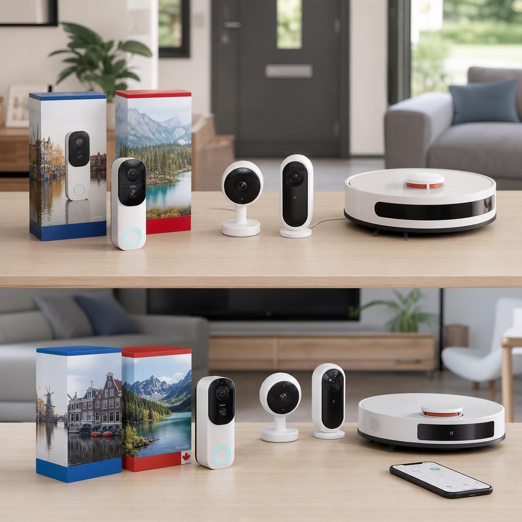 Original photographic Eufy NL and CA editorial for combined Netherlands and Canada campaign for home security devices, cameras, smart-home products and robot vacuums