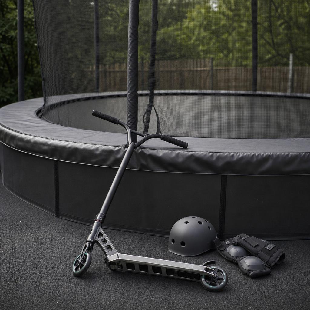 Original photographic INDO US editorial for US storefront for wheel-free trampoline trick scooters and parts