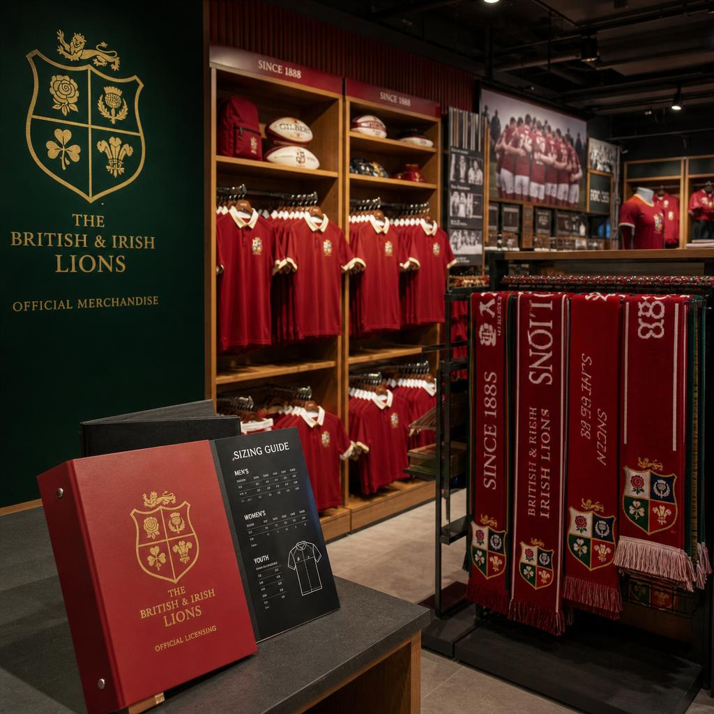 Original photographic British & Irish Lions Store editorial for official British & Irish Lions rugby merchandise storefront
