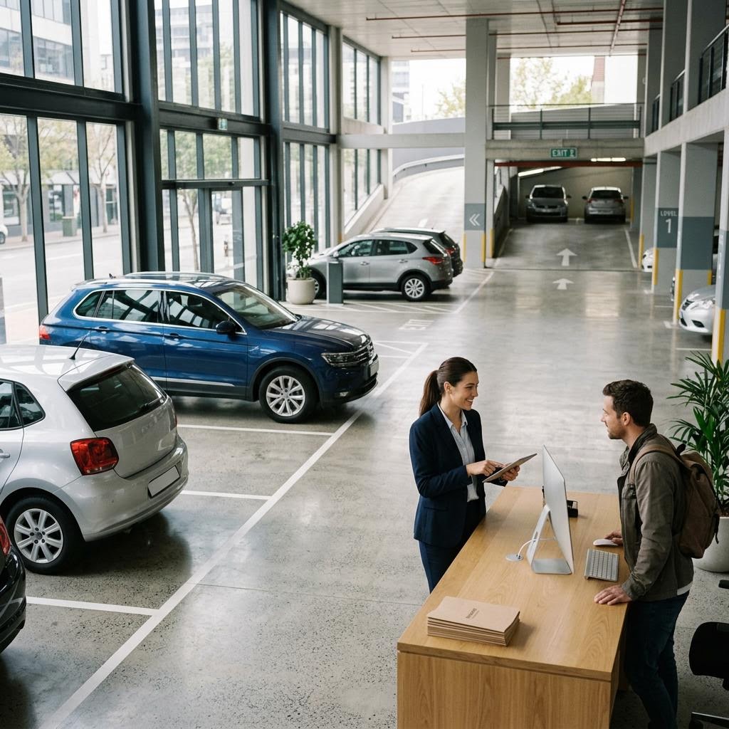 Original editorial image illustrating the JustPark merchant category