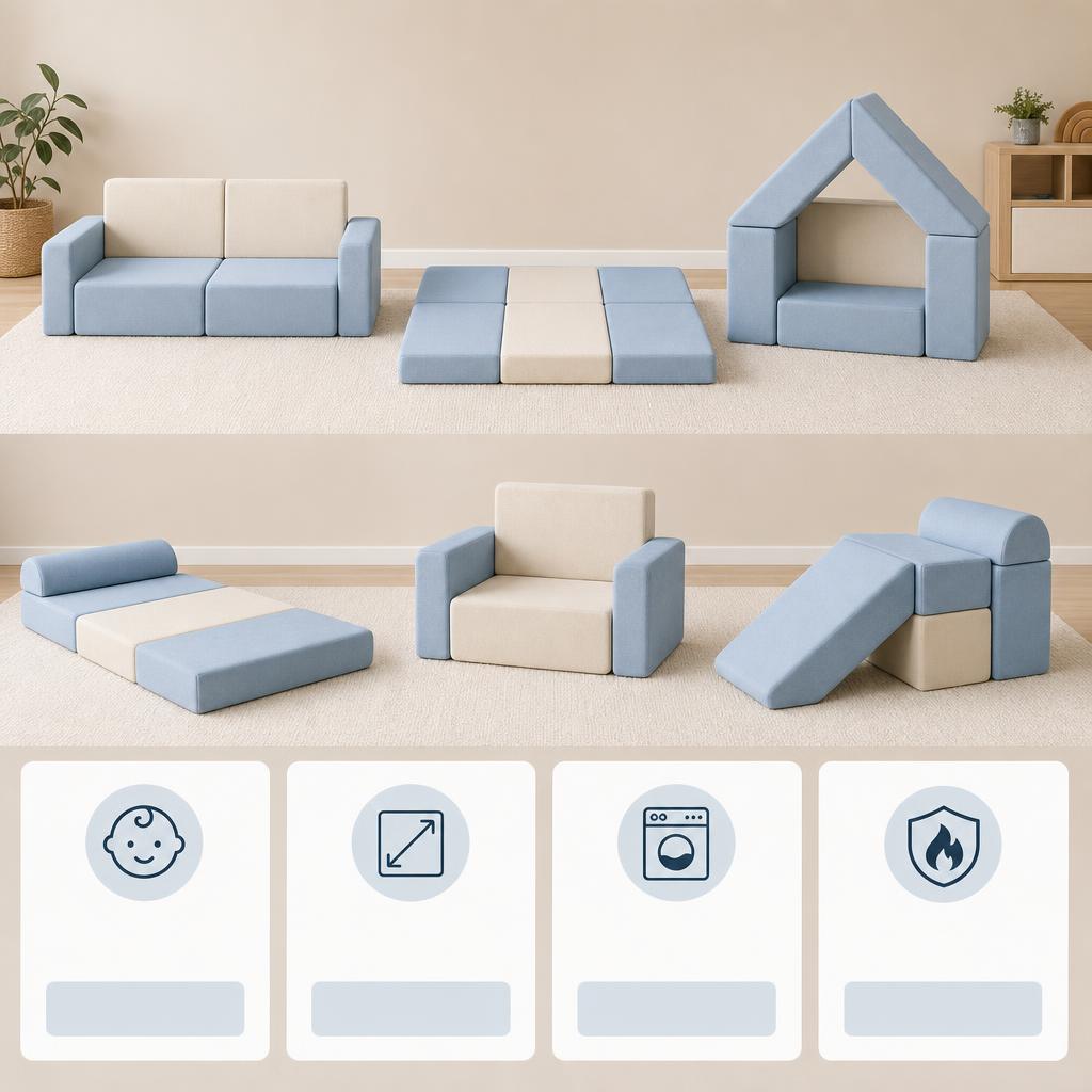 Original zonky UK editorial for UK-made modular foam play sofas for children