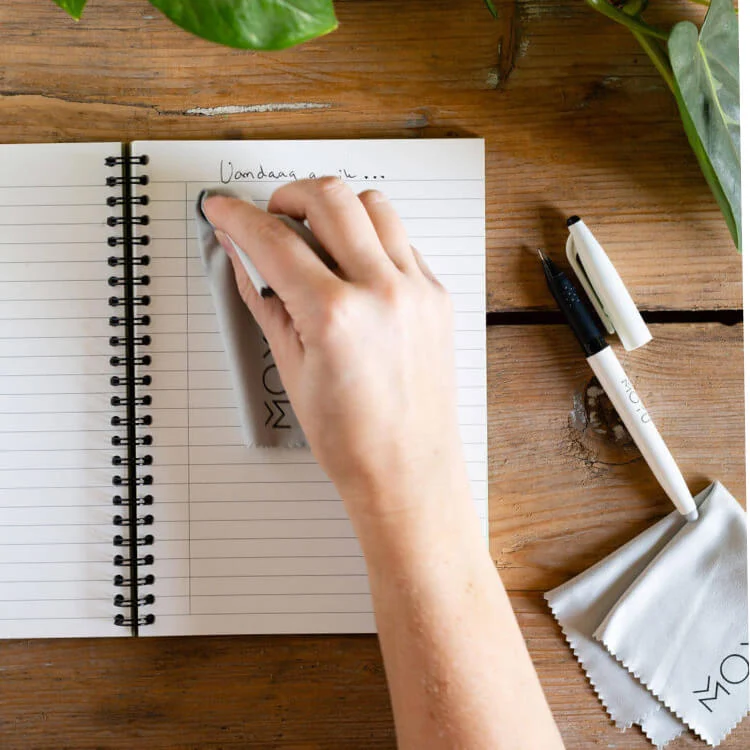 Erasing and reusing a MOYU stone-paper notebook