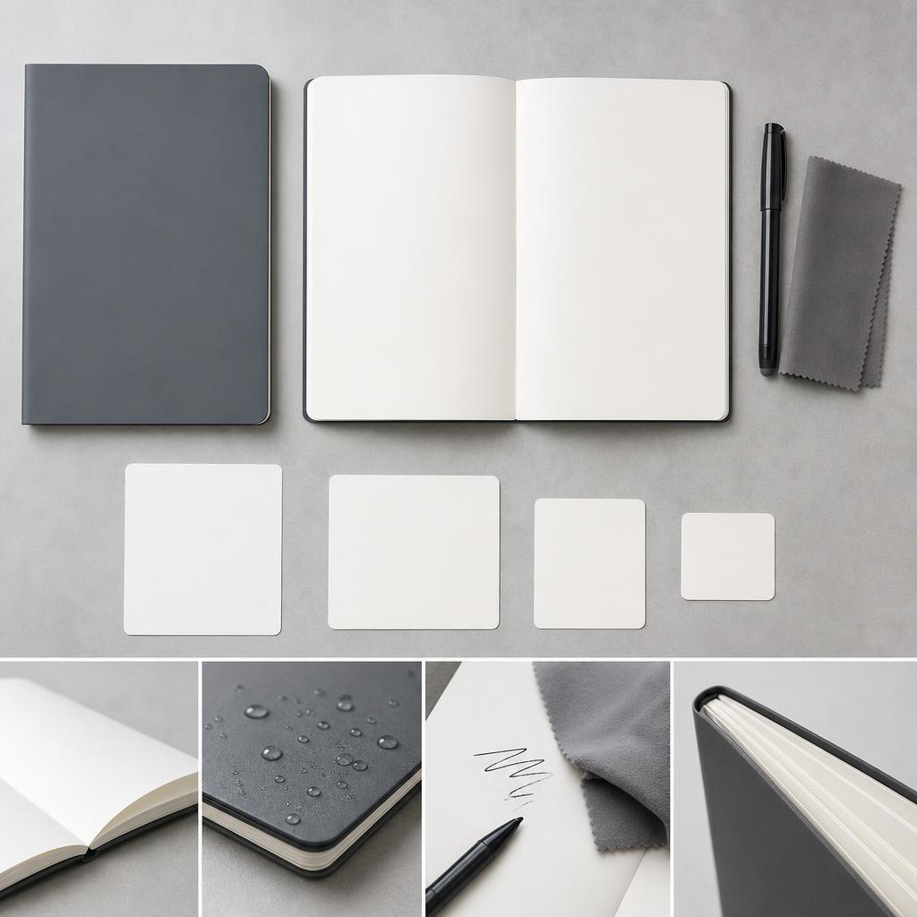 Original MOYU UK editorial for UK-market erasable stone-paper notebooks and stationery