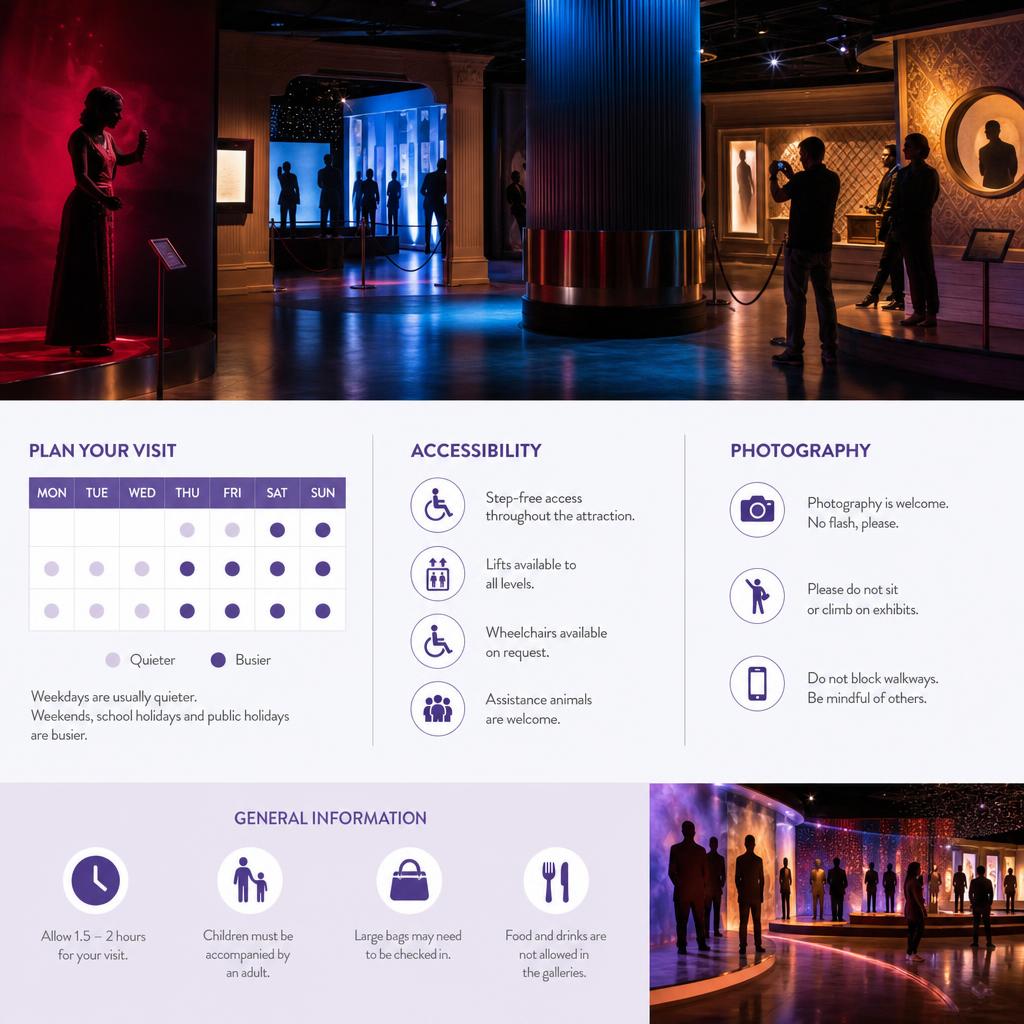 Original photographic visit-planning editorial for official Madame Tussauds wax attraction in Singapore