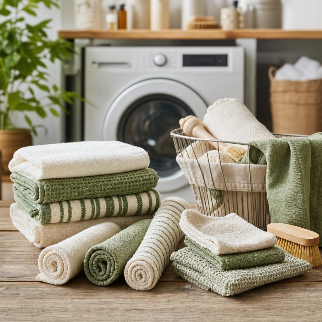 Original photographic MioEco US editorial for US reusable organic-cotton household towels and cleaning cloths