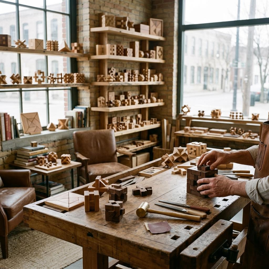 Original editorial image illustrating the Puzzle Master merchant category