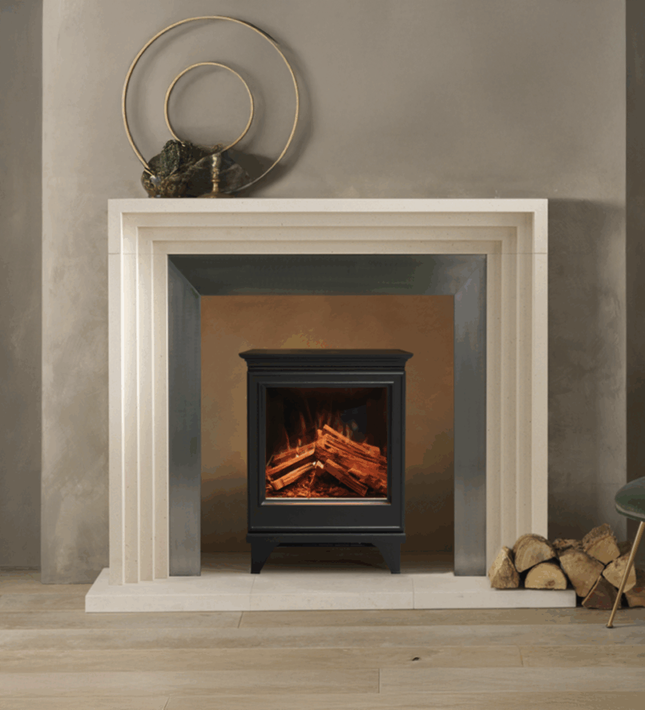 Electric log-effect stove sold by Direct Fireplaces
