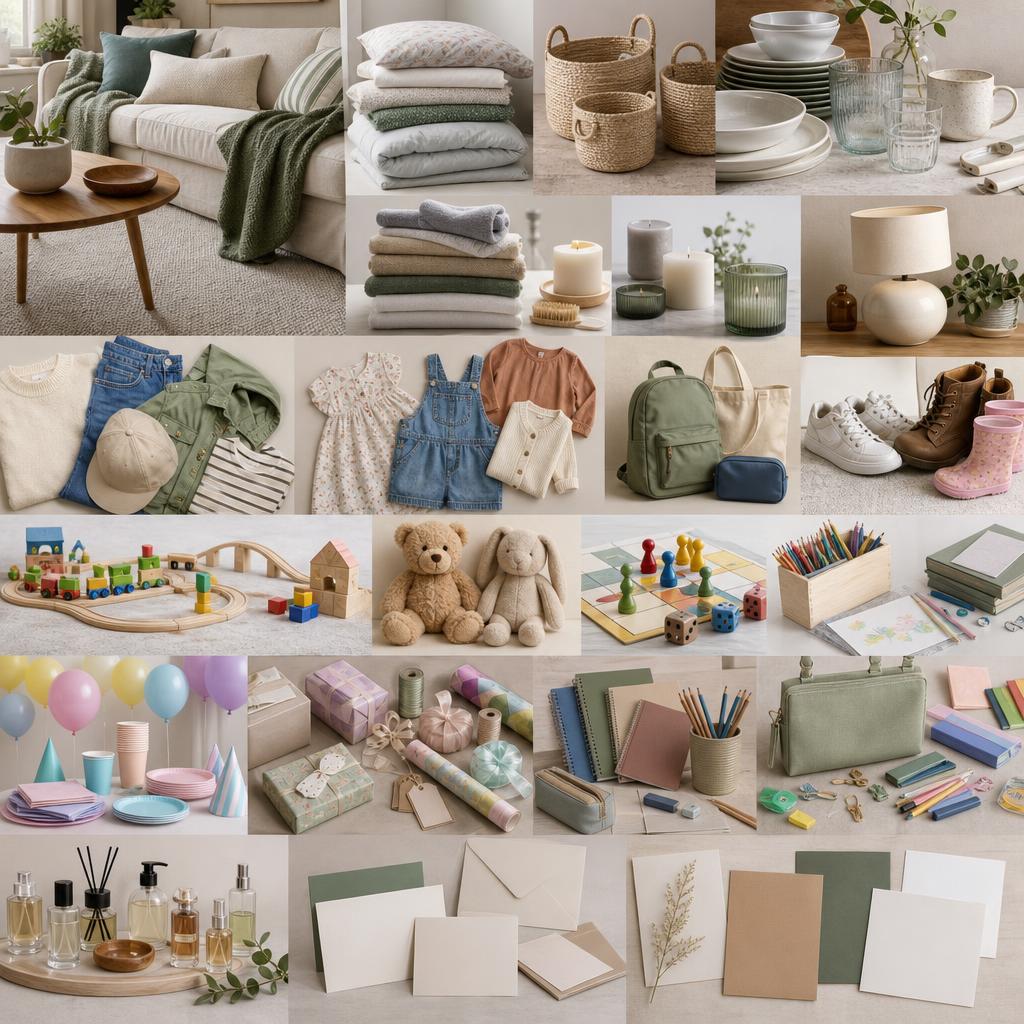 Original Fyndutbudet SE editorial for Swedish mixed catalogue for home furnishings, clothing/accessories, toys/party, fragrances and school goods