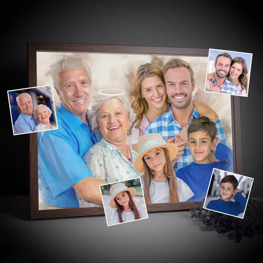Custom family memorial portrait from Memorialize Art