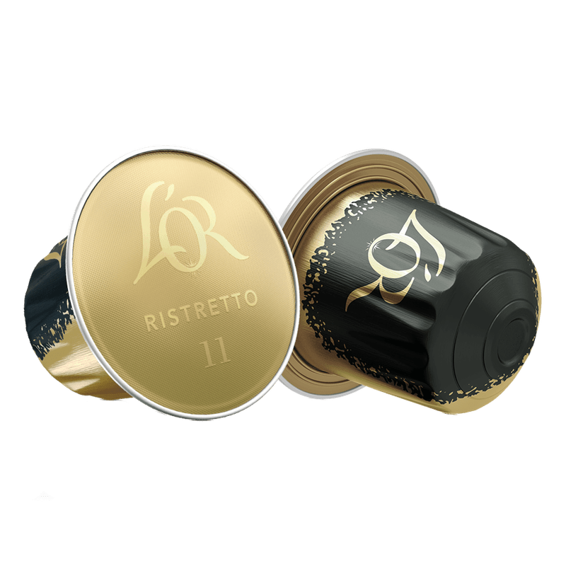 Gold and black L'OR Ristretto coffee capsules