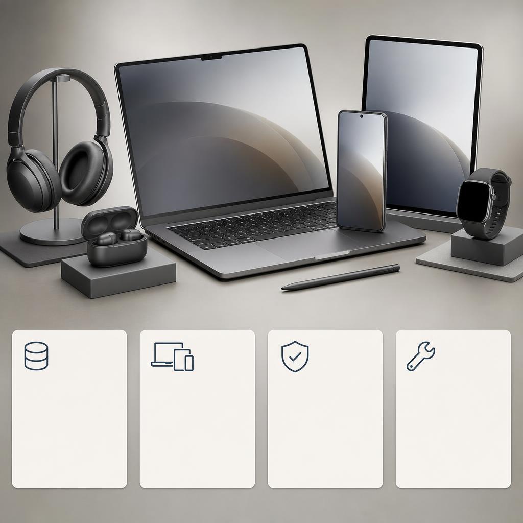 Original COMSPOT DE editorial for Apple computers, phones, tablets, watches, accessories and service