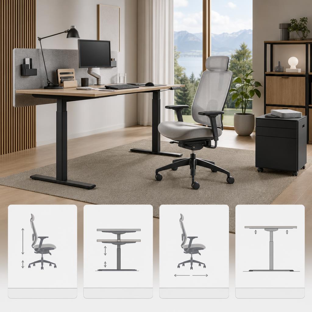 Original YAASA DE/AT editorial for height-adjustable desks, office chairs and ergonomic office accessories