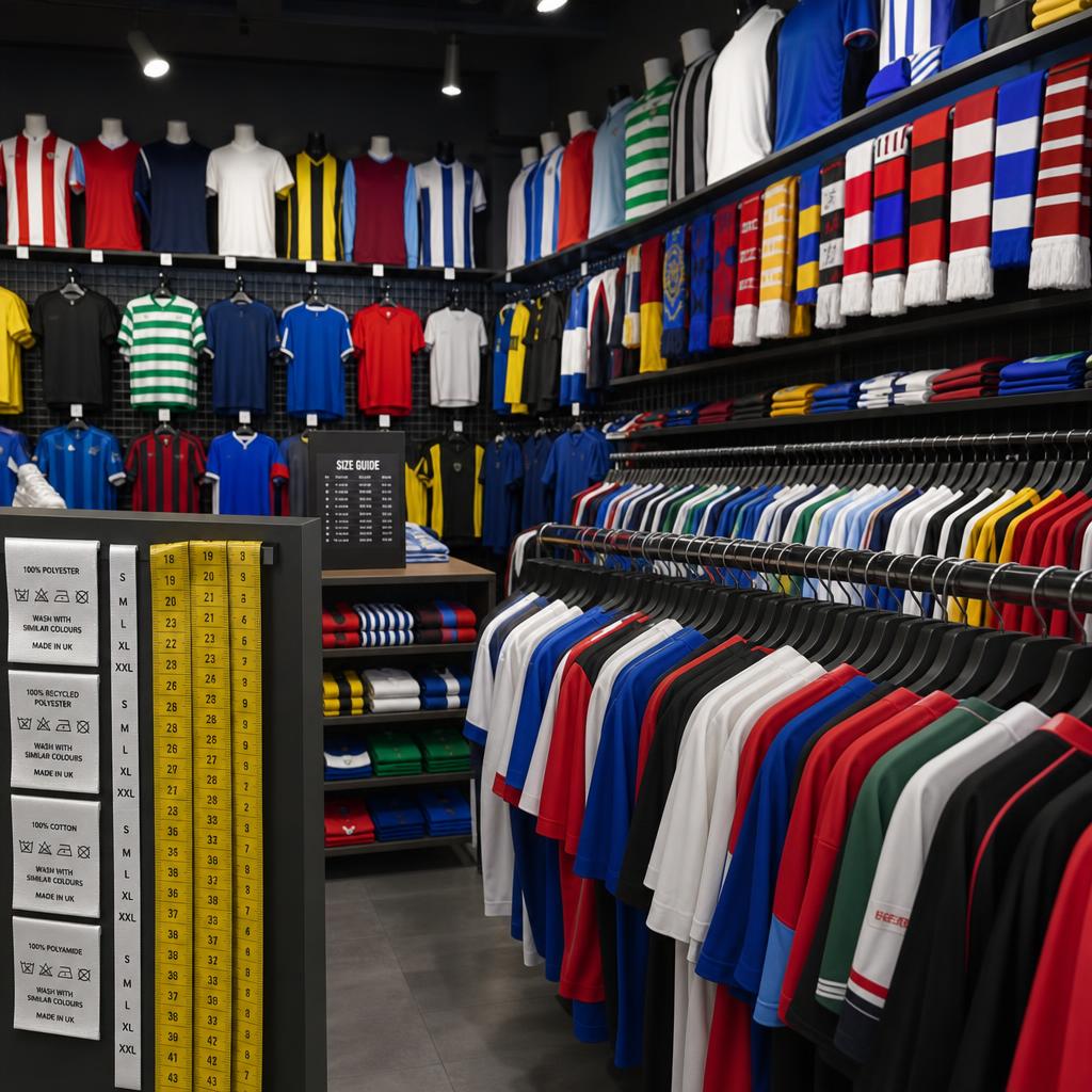Original photographic UK Soccer Shop editorial for UK football shirts, kits and fan apparel